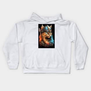 Viking Cat Portrait Painting Kids Hoodie